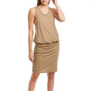 James Perse Dress Ruched Racerback Sleeveless Bodycon Brown Taupe Size 2 Medium